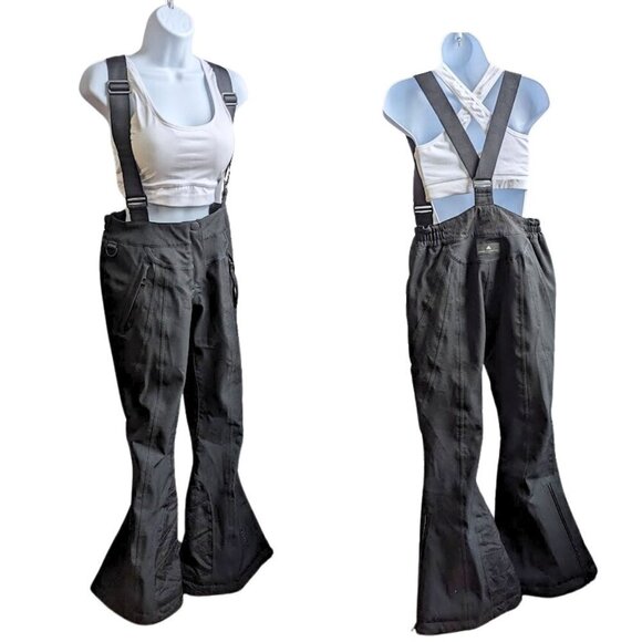 2009 ADIDAS by STELLA MCCARTNEY Black Recco Slim Fit Flared Ski Bibs Size 36 S/M - Picture 1 of 11